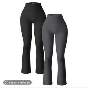 High-Waisted Black and Gray Flare Pants